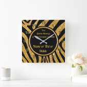 Zwart en goud, Zebra Print Clock, op maat gemaakt Vierkante Klok (Huis)