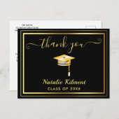 Zwart en goudAfstuderen Hartelijk dank Briefkaart (Voorkant / Achterkant)
