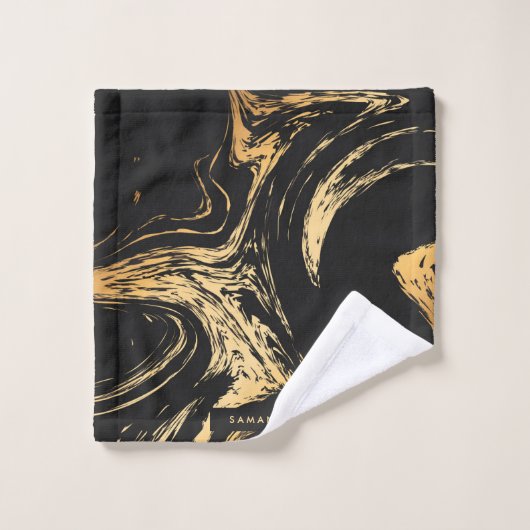 Zwart en gouden Abstract Bad Handdoek (Wasdoekje)