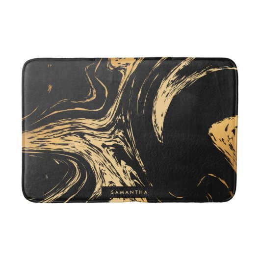 Zwart en gouden Abstract Badmat (Voorkant)