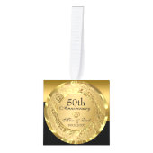 Zwart en Gouden Achtergrond Gouden Hart Kubus Ornament (Voorkant)