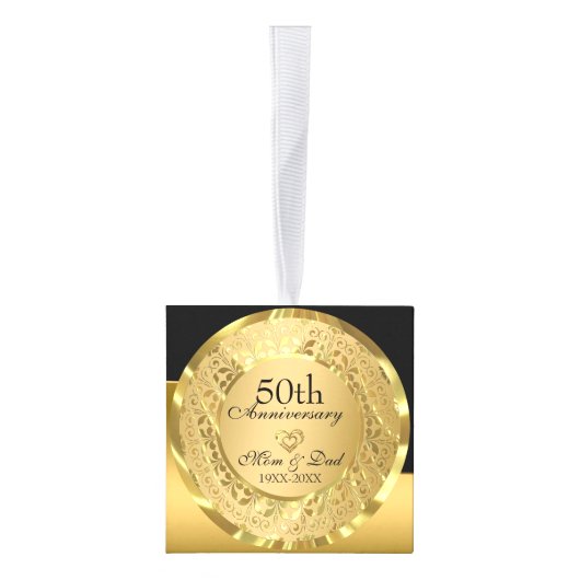 Zwart en Gouden Achtergrond Gouden Hart Kubus Ornament (Rechts)