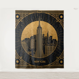 Zwart en gouden Art Deco achtergrond Wandkleed