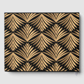 Zwart en gouden Art Deco bloemige Gatsby-huwelijk Gastenboek (Achterkant)