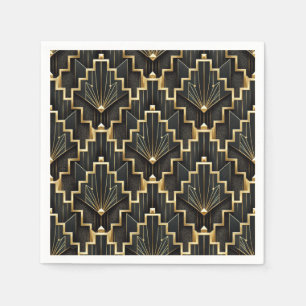 Zwart en gouden Art Deco-ontwerp Servet