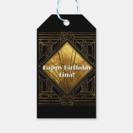 Zwart en gouden Art Deco papieren servetten Cadeaulabel