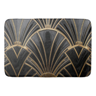 zwart en gouden Art Deco waaierpatroon Badmat