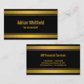 Zwart en Gouden Bar Grenzen Horizontale Accountant Visitekaartje (Voorkant / Achterkant)