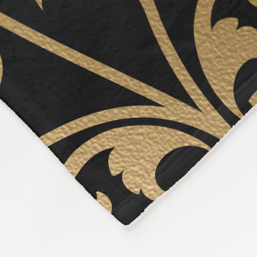 Zwart en Gouden Bloemen Fleece Deken (Hoek)