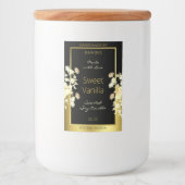 Zwart en Gouden Bloemen Product Verpakkingsetikett Voedselcontainer Etiket (Voorkant)