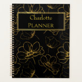 Zwart en gouden bloemnaam planner (Voorkant)