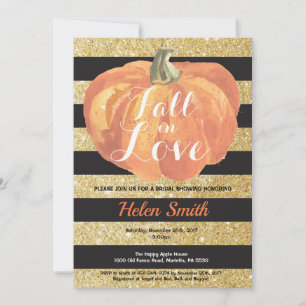 Zwart en gouden bruidsdouche 'Fall in Love' Kaart