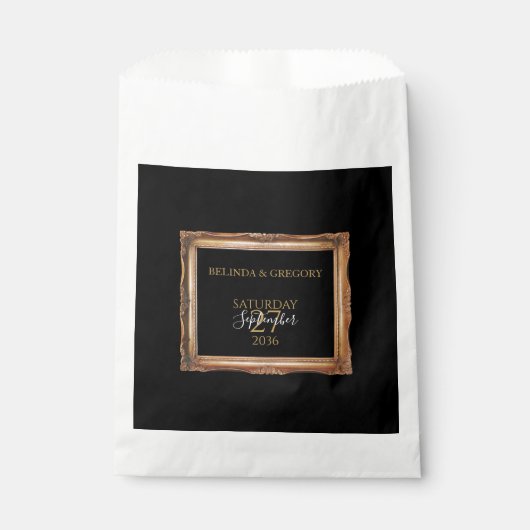 zwart en gouden bruiloft bedankzakje (Voorkant)