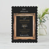 zwart en gouden bruiloft kaart (Staand voorkant)