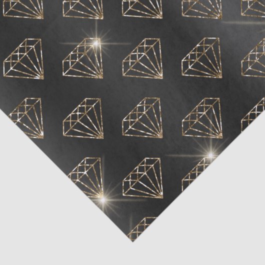 Zwart en gouden diamant Elegante trouw verlovingsr Tissuepapier (Detail)