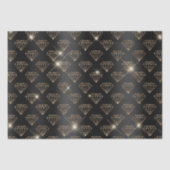 Zwart en gouden diamant Elegante trouw verlovingsr Tissuepapier (Voorkant)