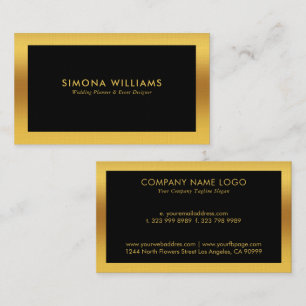 Zwart en gouden eenvoudig ontwerp visitekaartje