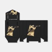 Zwart en Gouden Engel Spelen Trompet Elegant Bedankdoosjes (Uitgevouwen)