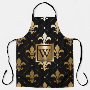 Zwart en Gouden Fleur-de-lis Schort