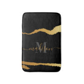 Zwart en gouden Folie Monogram Badmat (Voorkant Verticaal)