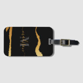Zwart en gouden Folie Monogram Bagagelabel (Voorkant (horizontaal))