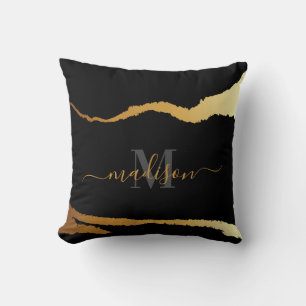 Zwart en gouden Folie Monogram Kussen