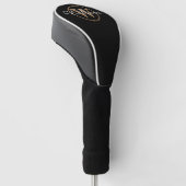 Zwart en gouden gepersonaliseerd monogram golfheadcover (Schuin)