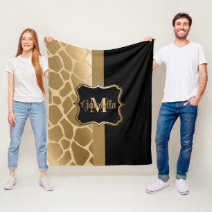 Zwart en gouden Giraffe Patroon Fleece Deken