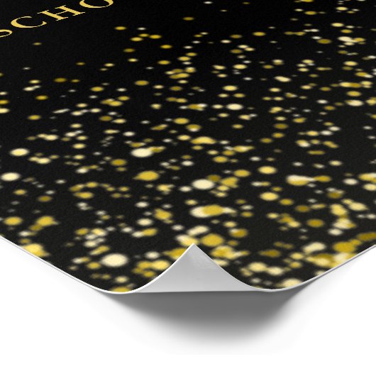 Zwart en gouden glinsterend modern afstudeerbord poster (Hoek)