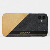 Zwart en gouden glitter Case-Mate iPhone case (Achterkant (horizontaal))