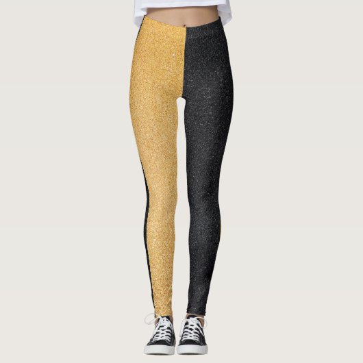 Zwart en gouden glitter leggings (Voorkant)