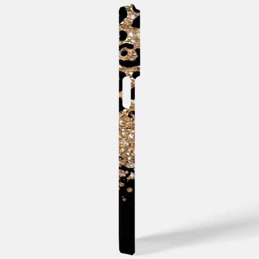 Zwart en gouden glitter-leopard afdrukken Case-Mate iPhone case (Achterkant / Rechts)