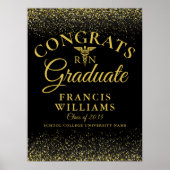 Zwart en gouden glitterschild Verpleegkundige Afst Poster (Voorkant)