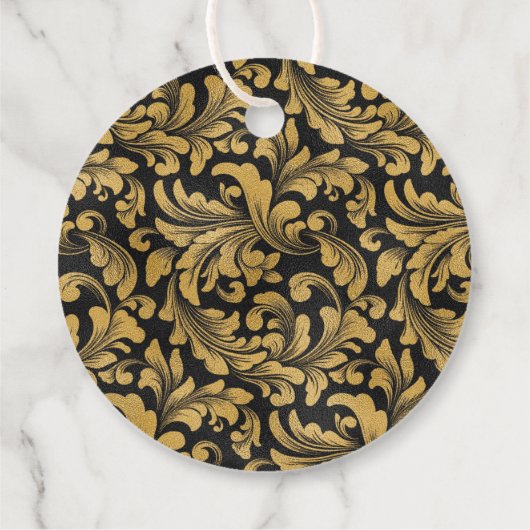 Zwart en gouden Gothic patroon Bedankjes Labels (Achterkant)