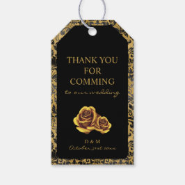 Zwart en gouden Gothic patroon Cadeaulabel