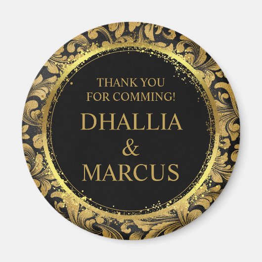 Zwart en gouden Gothic patroon Magneet (Voorkant)