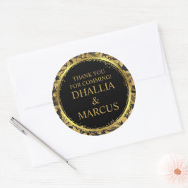 Zwart en gouden Gothic patroon Ronde Sticker