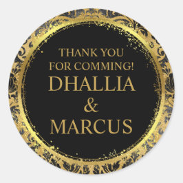 Zwart en gouden Gothic patroon Ronde Sticker