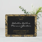 Zwart en gouden Gothic patroon Save The Date (Staand voorkant)