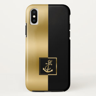 Zwart en gouden gouden gouden bootanker iPhone XS hoesje