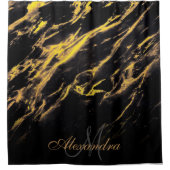 Zwart en gouden graniet douchegordijn (Voorkant)