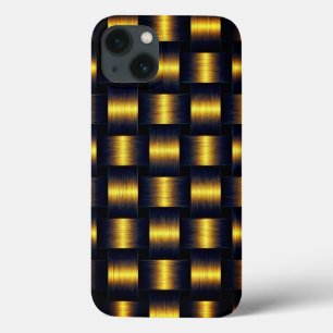 Zwart en Gouden iPhone Case Gouden Lattice Design