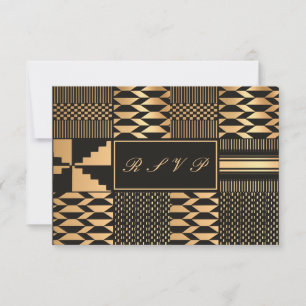 Zwart en gouden Kente RSVP Kaartje