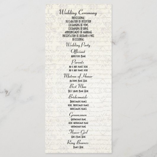 Zwart en gouden kerk bruiloft programma (Achterkant)