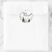 Zwart en Gouden Kerstvakantie Ronde Sticker (Tas)