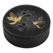 Zwart en gouden kolibrie hockey puck (3/4)