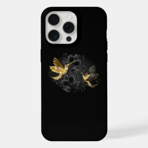 Zwart en gouden kolibrie iPhone 15 pro max hoesje
