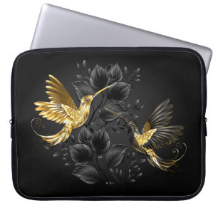 Zwart en gouden kolibrie laptop sleeve