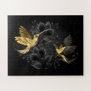 Zwart en gouden kolibrie legpuzzel