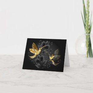 Zwart en Gouden Kolibrie Notitiekaartje